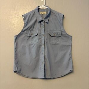 Cabela's soft canvas trail sleeveless chambray blue top size 2XL
